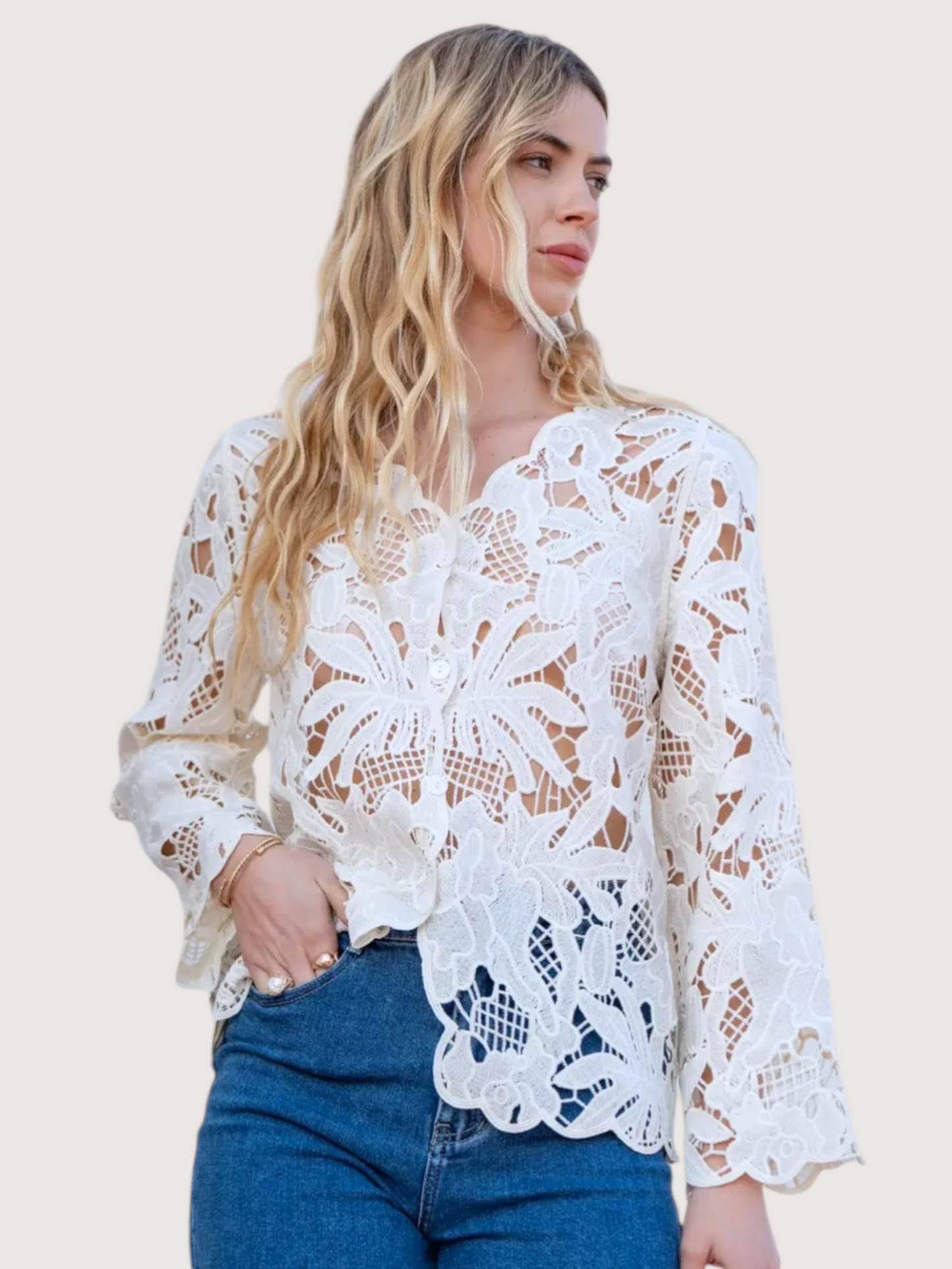 Chiara Lace Cardigan | White
