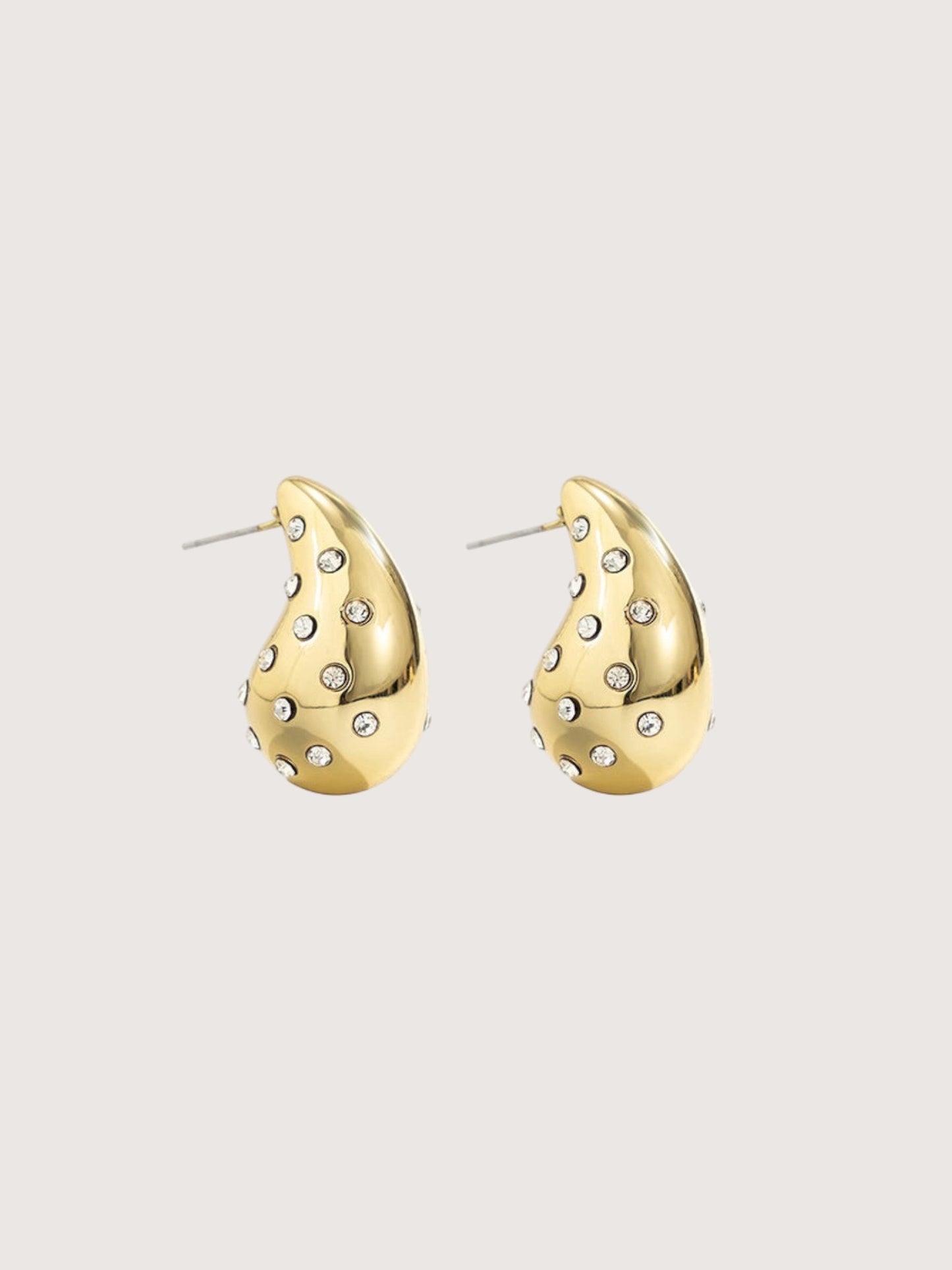 Rhinestone Teardrop Earring | Gold
