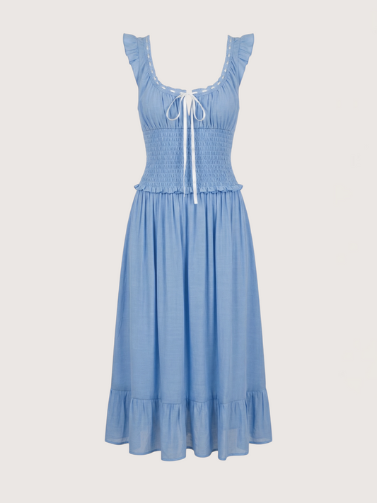 Margot Smocked Midi Dress | Blue