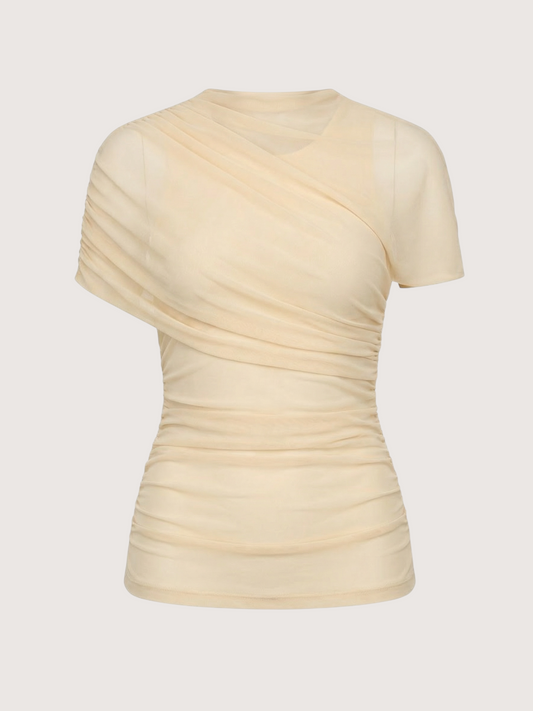 Draped Mesh Shoulder Top