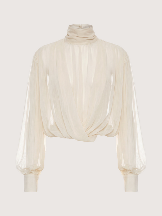 Sheer Draped Balloon Top