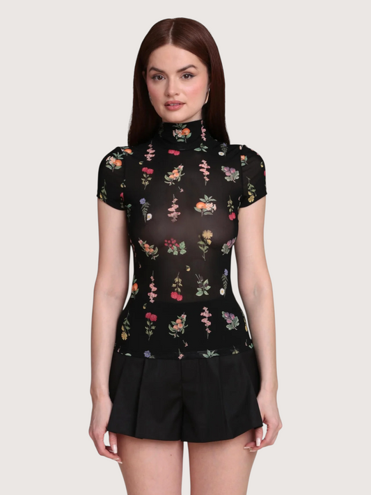 Fruit and Floral Mesh Top