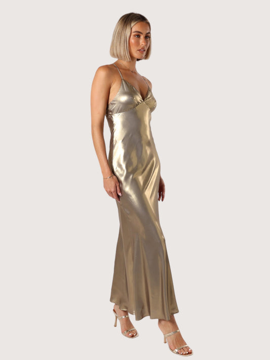 Gold Metallic Maxi Dress