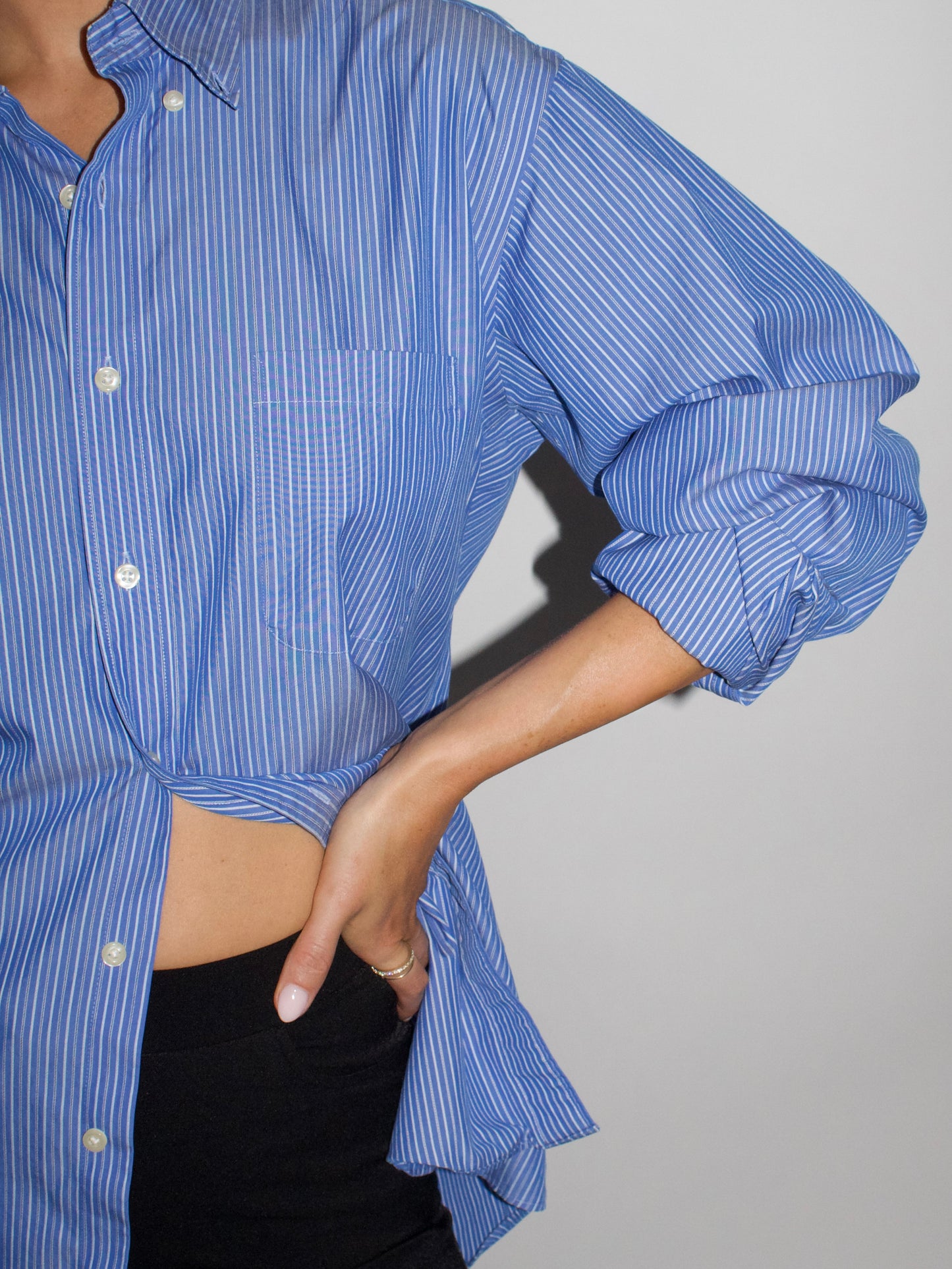 VINTAGE Boyfriend Striped Button Up