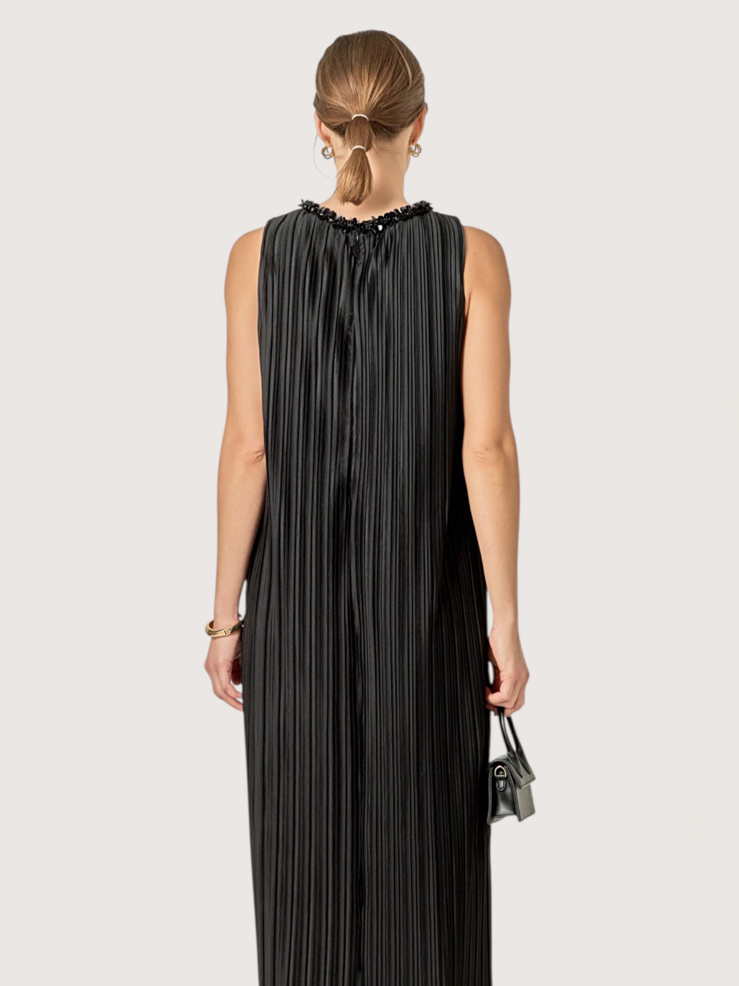 Pleated Sequin Midi Dress