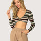 Twisted Front Striped Top | Olive