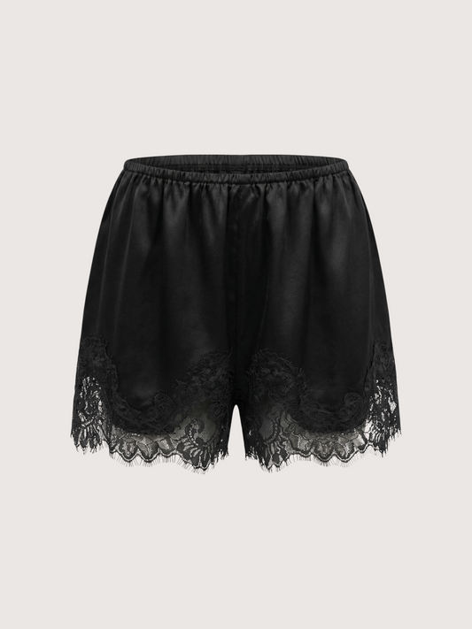 Lace Trim Satin Short