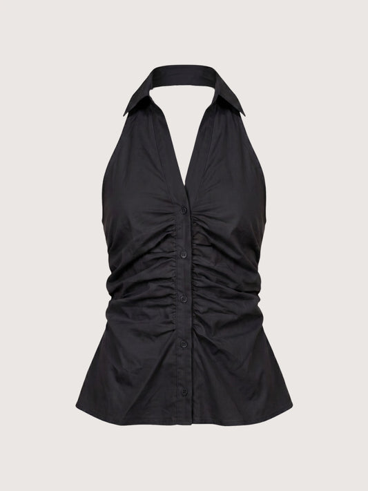 Open Back Halter Top | Black