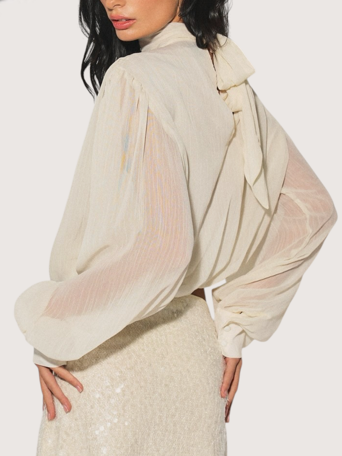 Sheer Draped Balloon Top