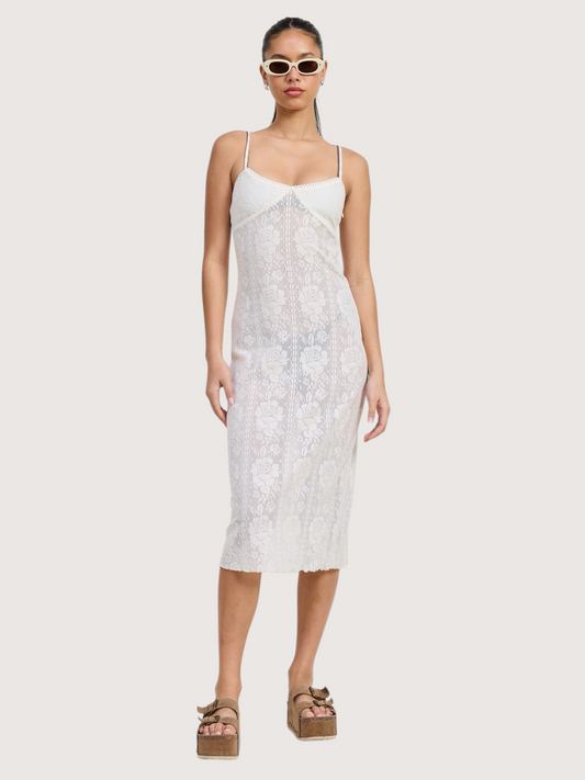 Sheer Lace Midi Dress