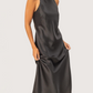Satin Midi Dress | Black