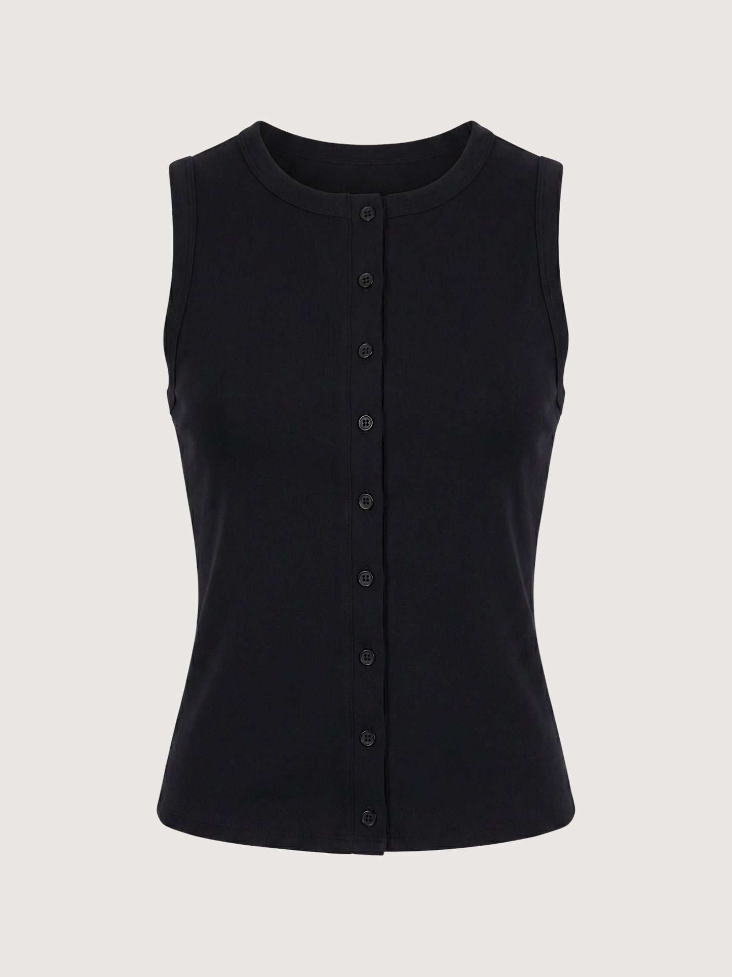 Lily Button Front Top | Black
