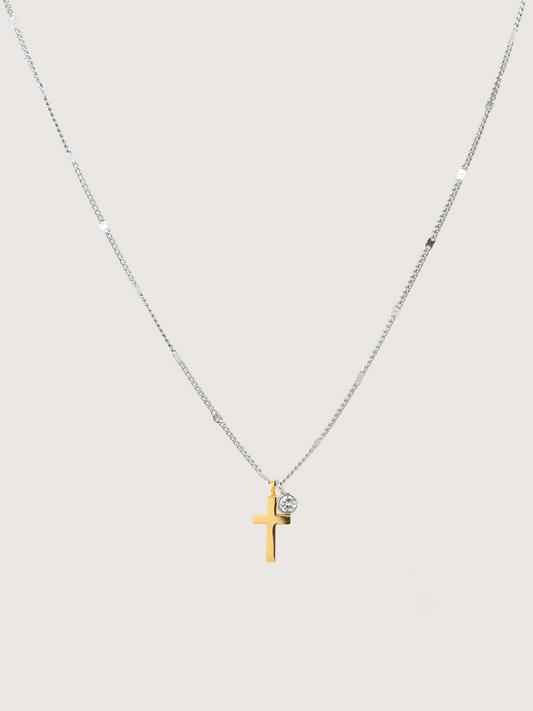 Two Tone Cross Necklace
