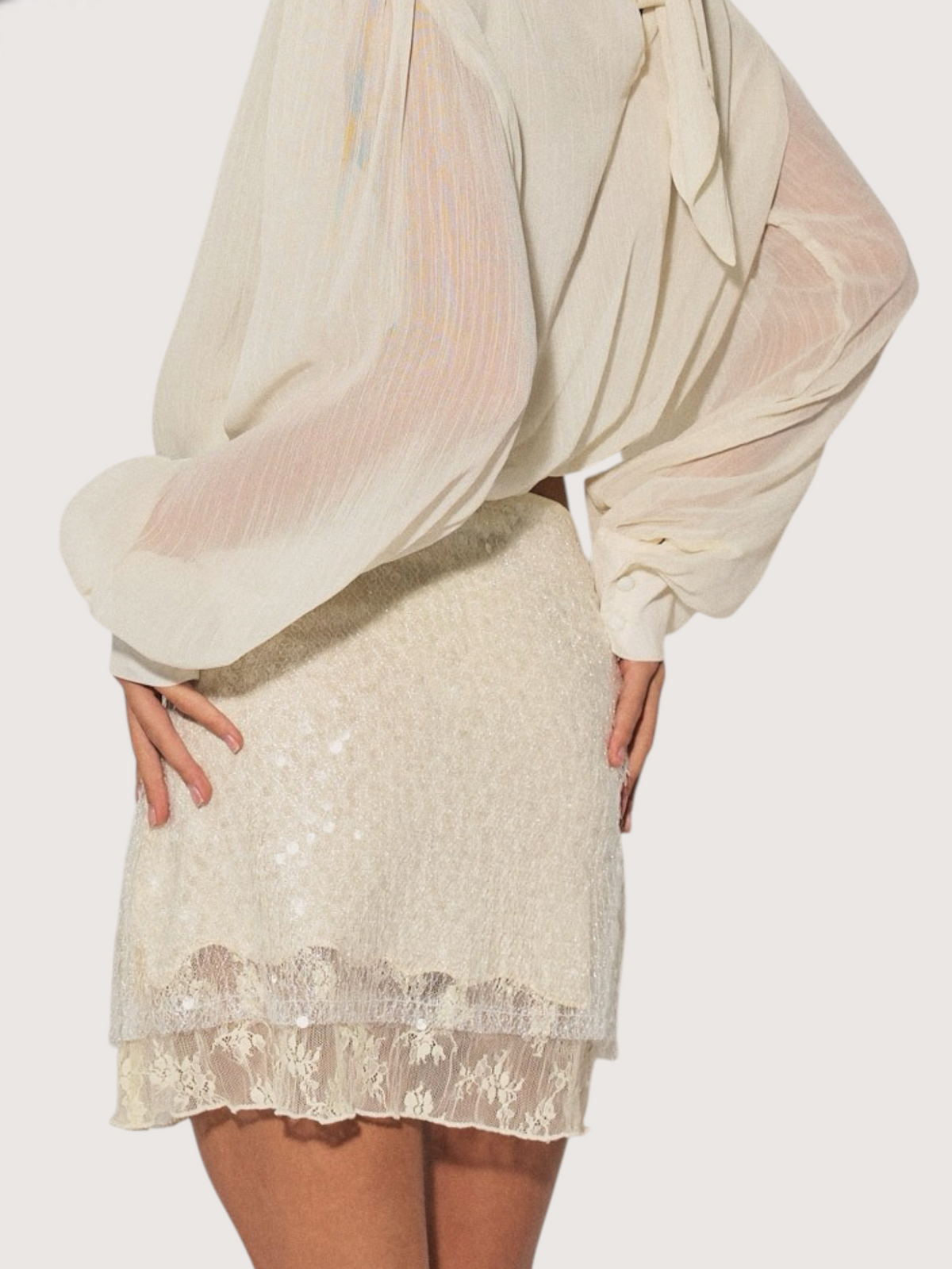 Lace Sequin Mini Skirt