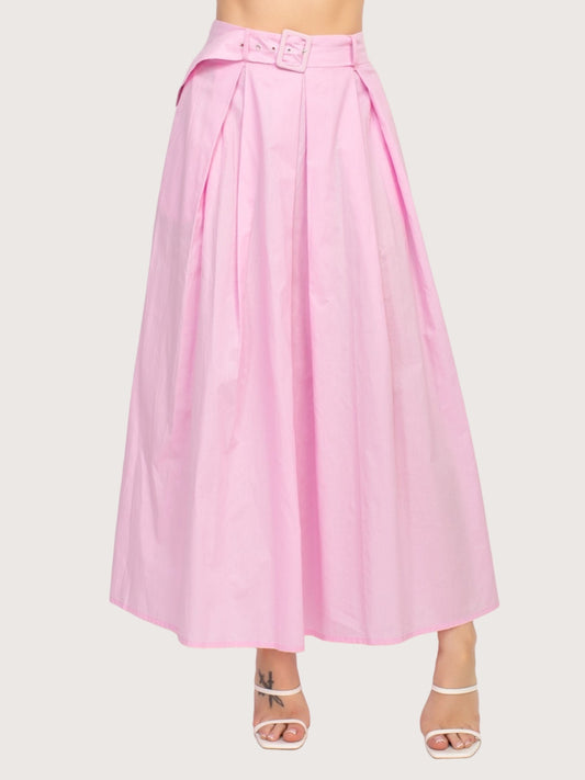 A-Line Belted Maxi Skirt