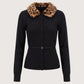 Fur Collar Belted Sweater