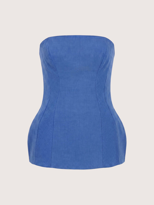 Cora Linen Top | Blue