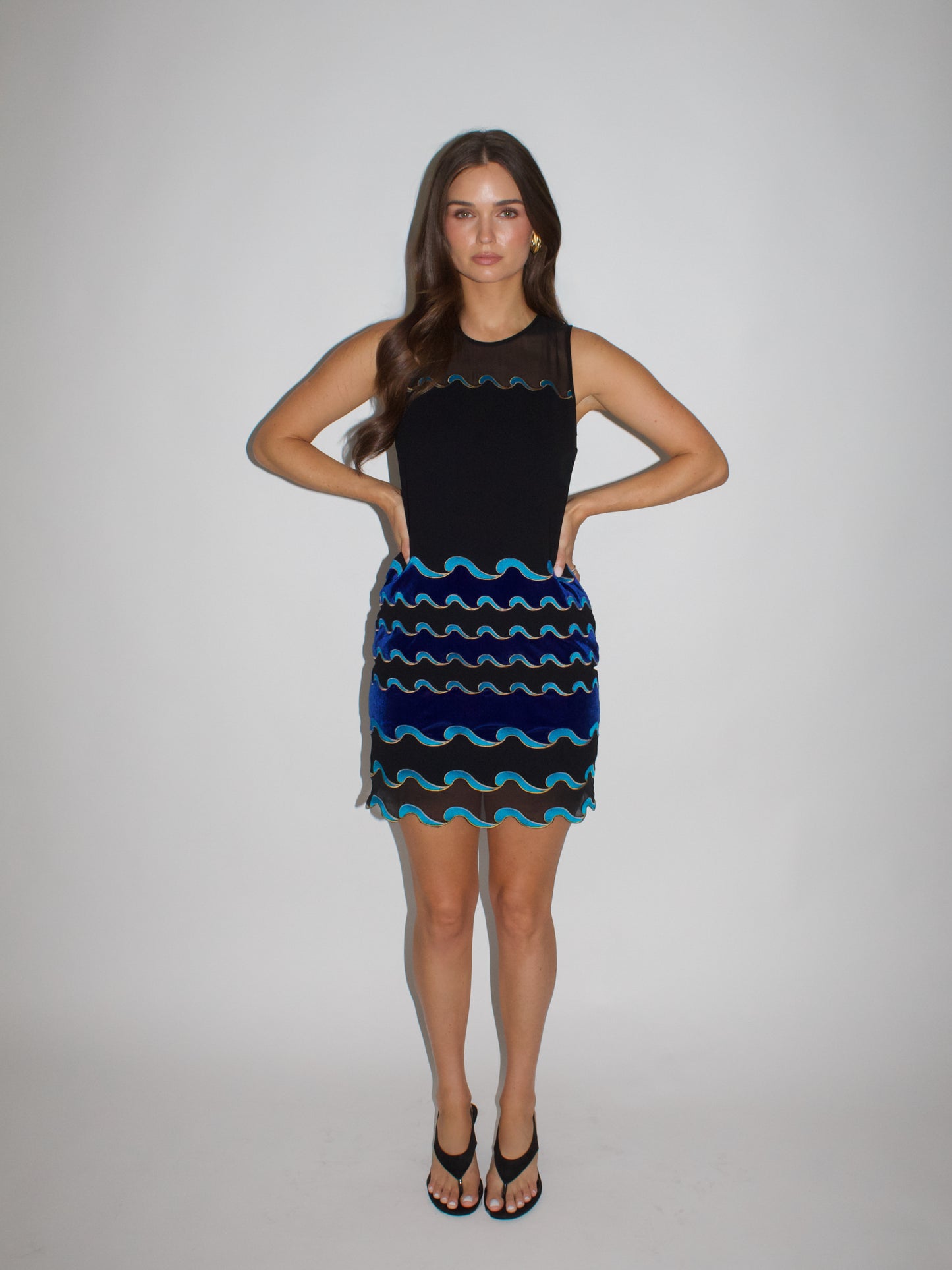 VINTAGE Velvet Waves Shift Dress