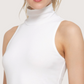 Sleeveless Cotton Turtleneck | White
