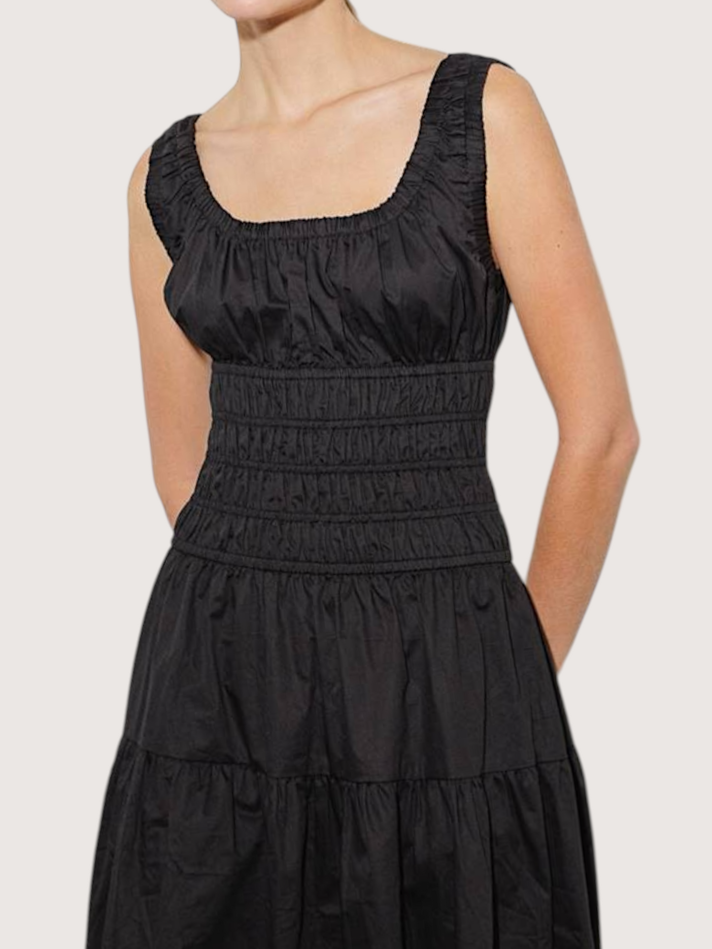 Smocked Midi Dress | Black