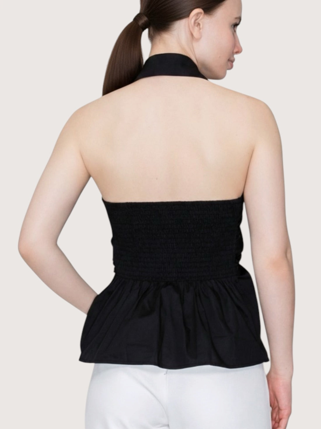 Open Back Halter Top | Black