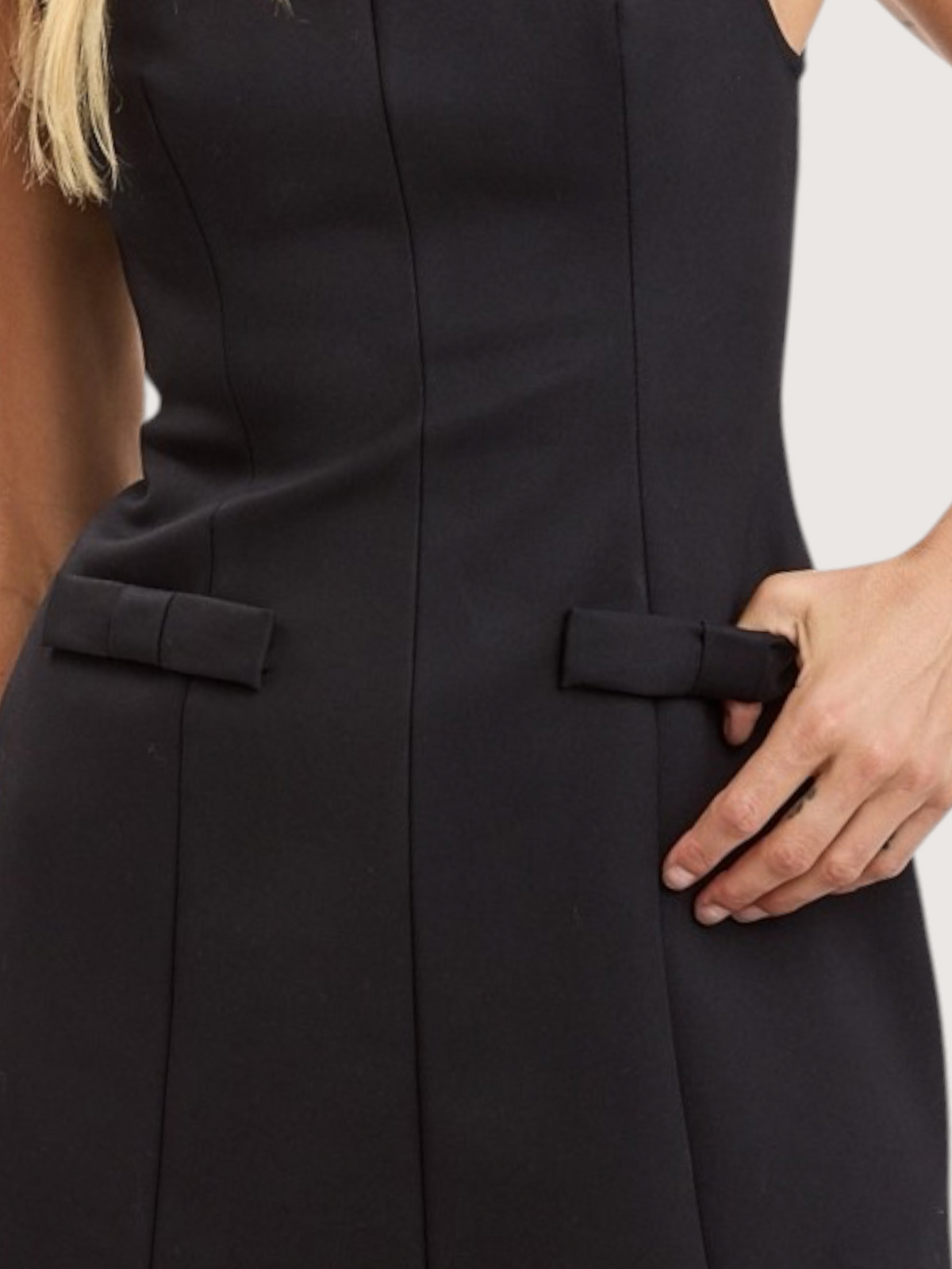 Boat Neck Bow Dress | Black