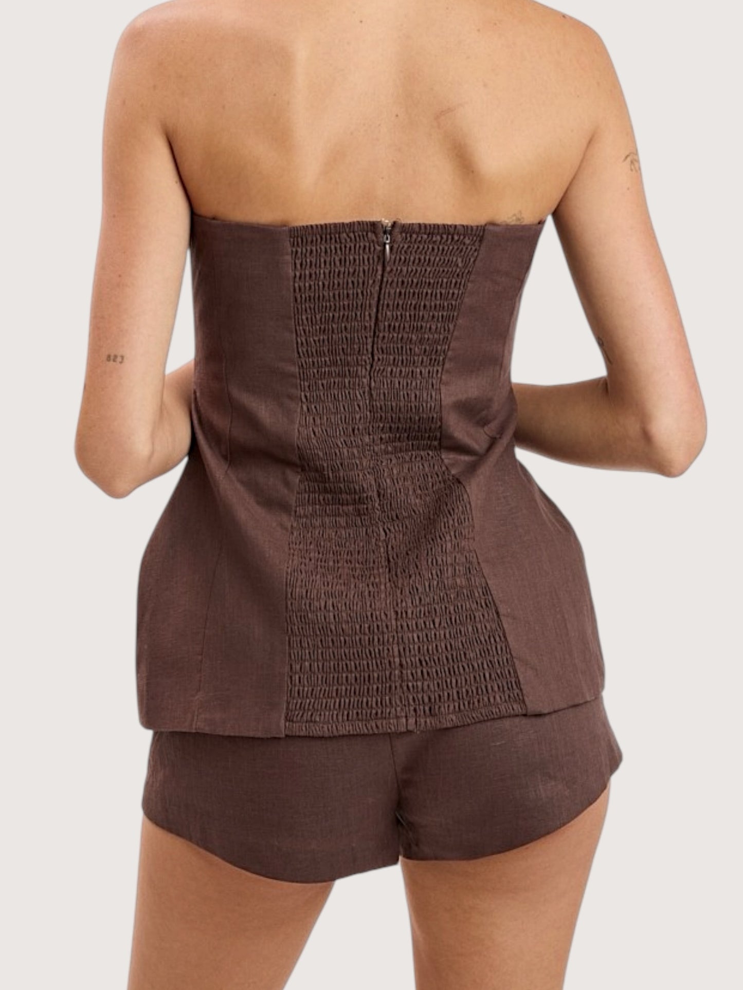 Cora Linen Top | Brown