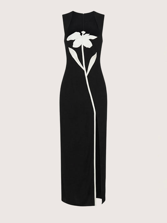 Floral Appliqué Maxi Dress