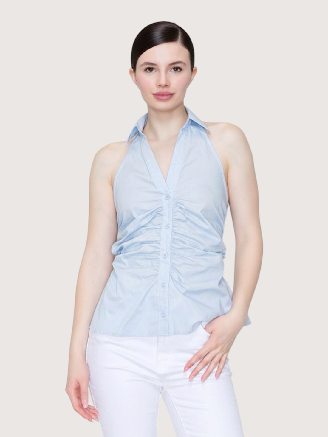 Open Back Halter Top | Blue