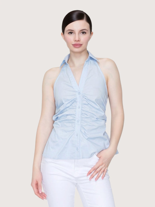Open Back Halter Top | Blue