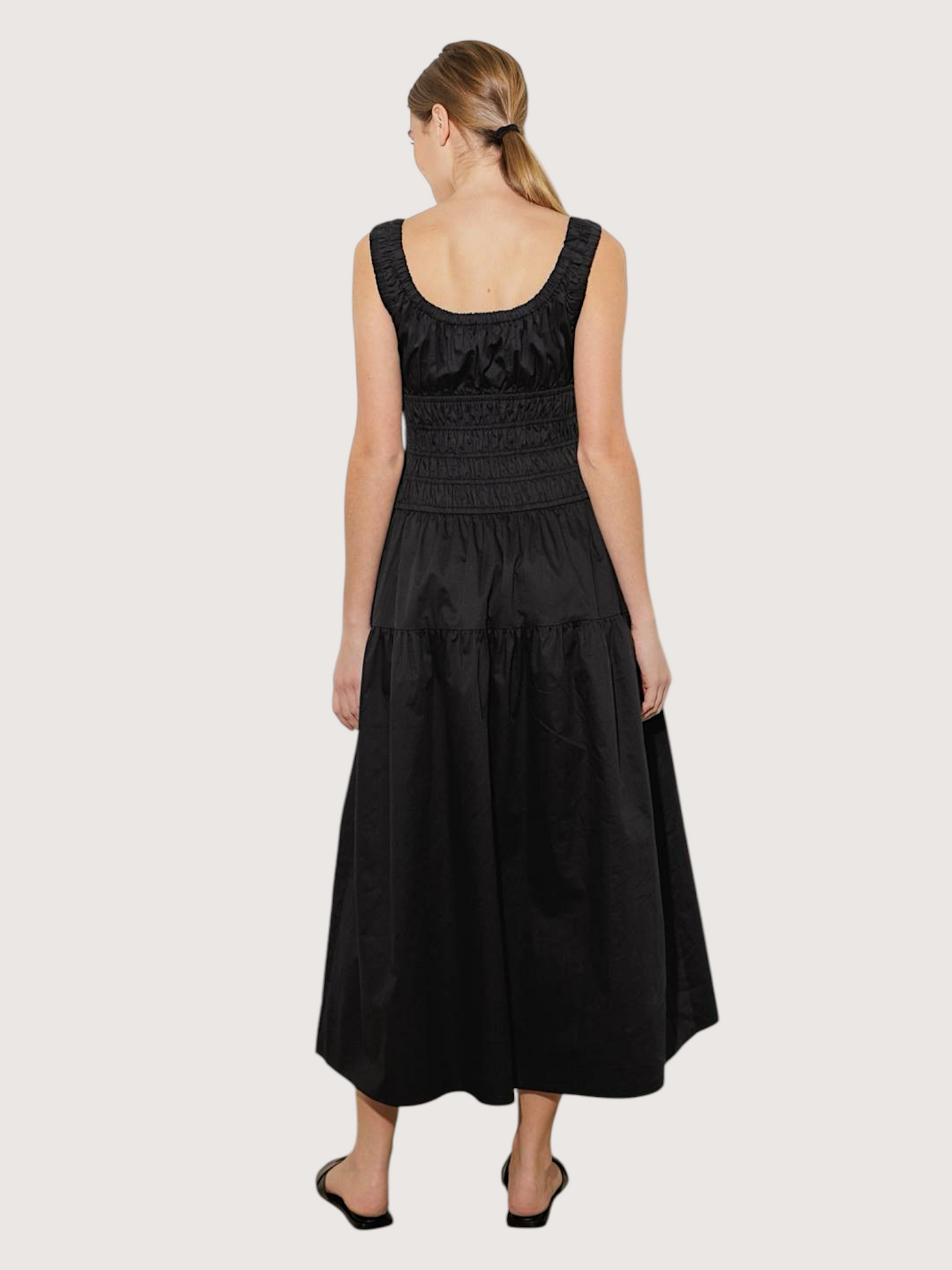 Smocked Midi Dress | Black