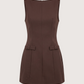 Boat Neck Bow Dress | Brown