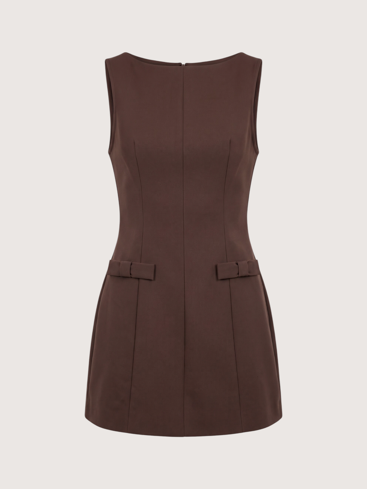 Boat Neck Bow Dress | Brown
