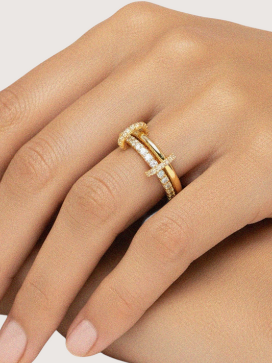 Interlocking Pave Ring