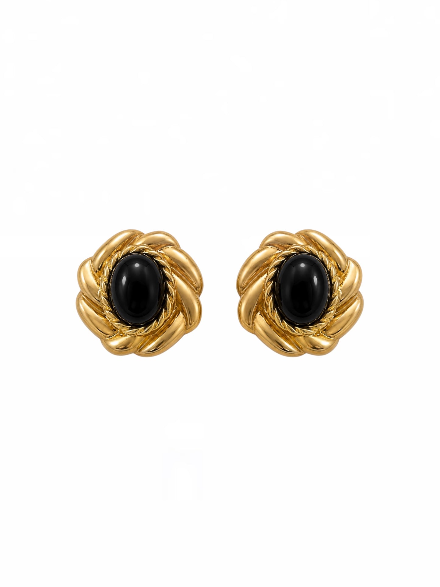 VINTAGE Gold Center Stone Earring