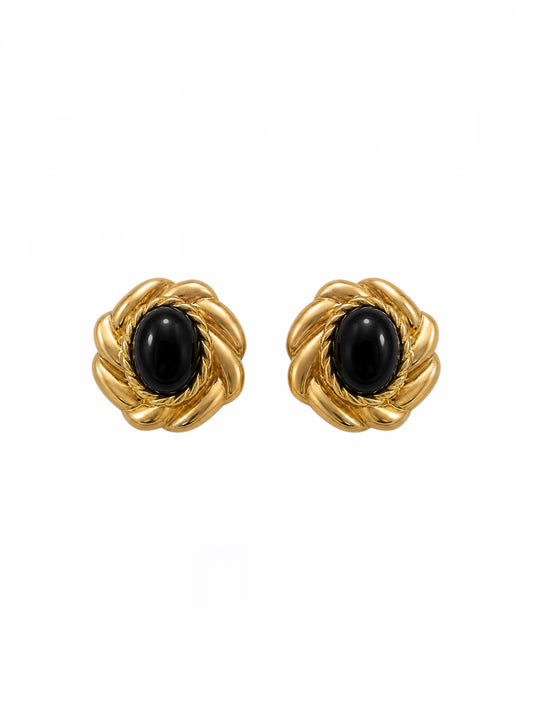 VINTAGE Gold Center Stone Earring