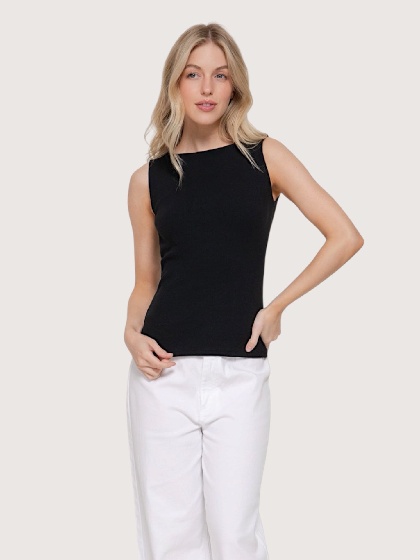 Boat Neck Knit Top