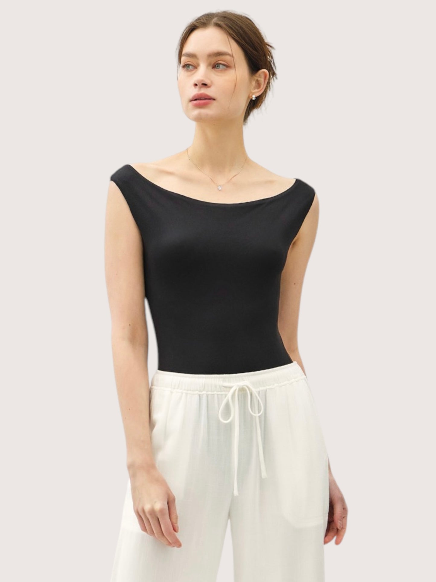 Boat Neck Bodysuit | Black