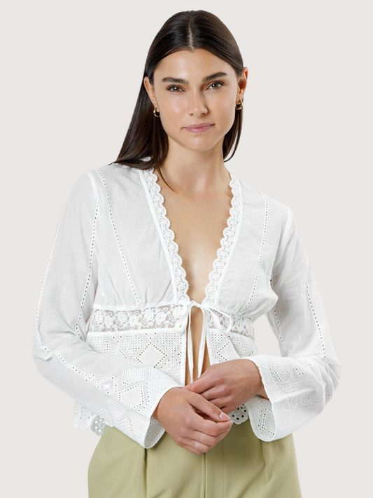 Embroidered Bell Sleeve Blouse