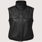 Funnel Neck Leather Vest | Black