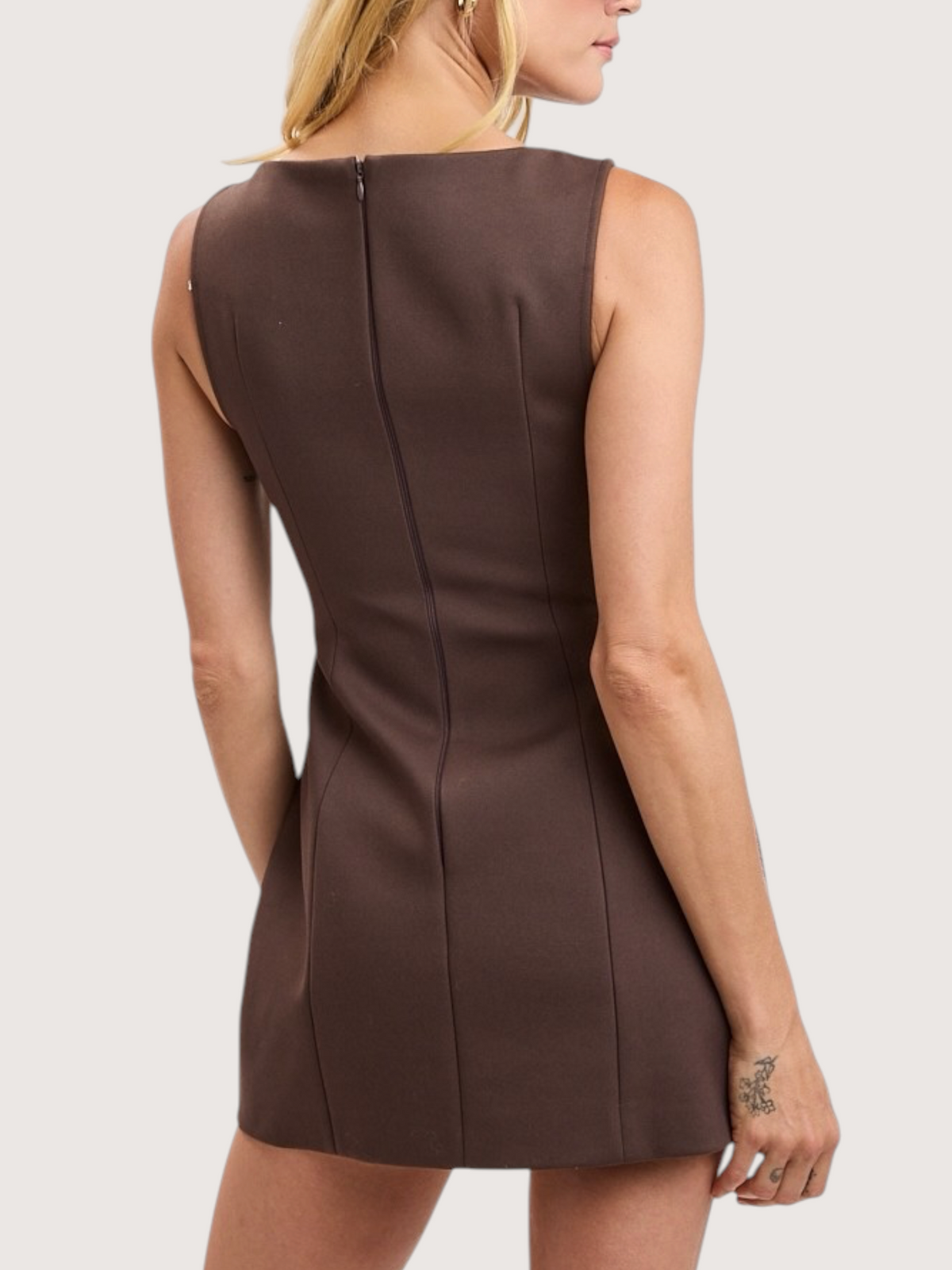 Boat Neck Bow Dress | Brown
