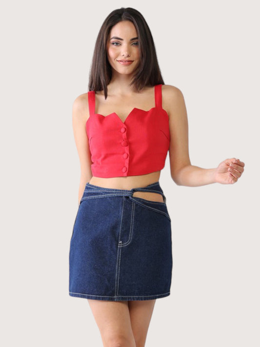 Cutout Denim Mini Skirt