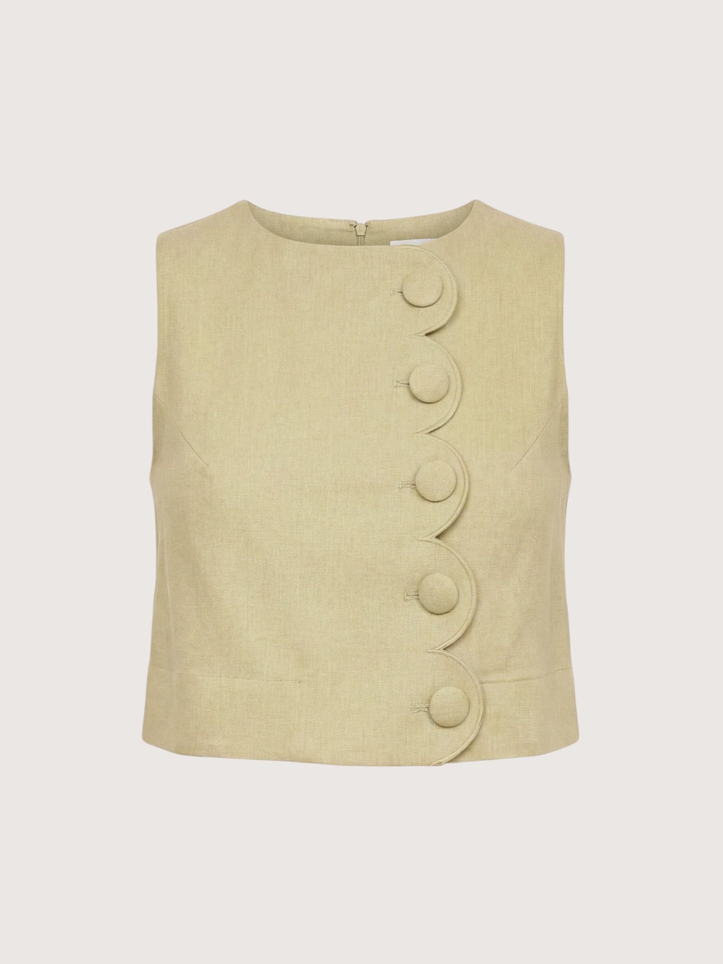 Scallop Trim Top | Sage