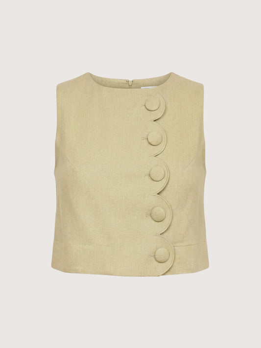 Scallop Trim Top | Sage