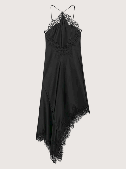 Lace Trim Halter Dress