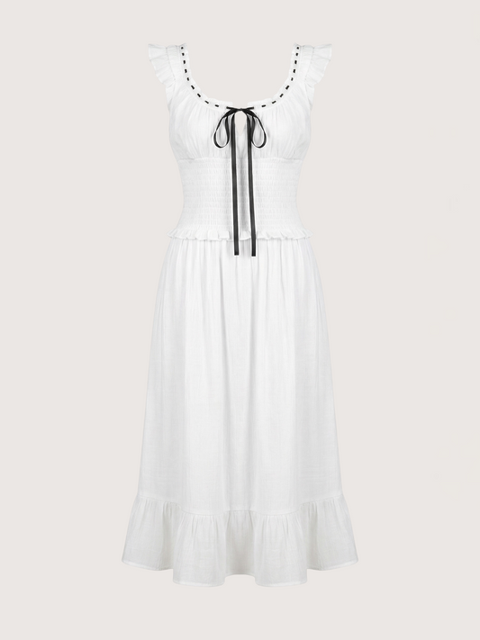Margot Smocked Midi Dress | White