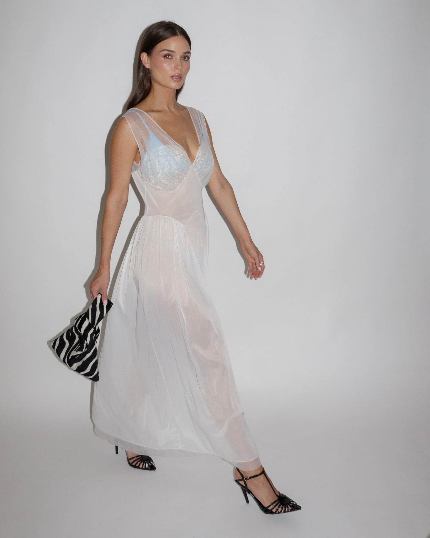 VINTAGE Sheer Lace Slip Dress