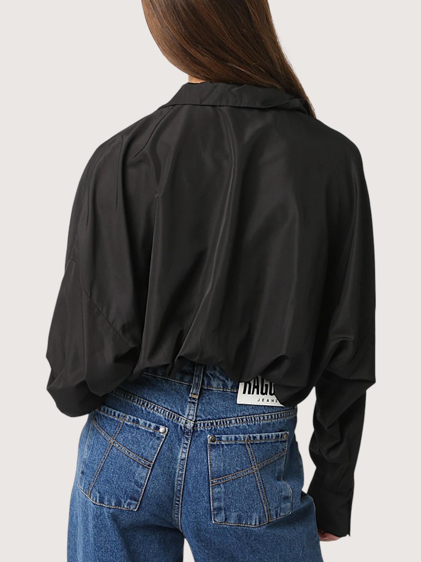 Deep V Collared Bodysuit | Black