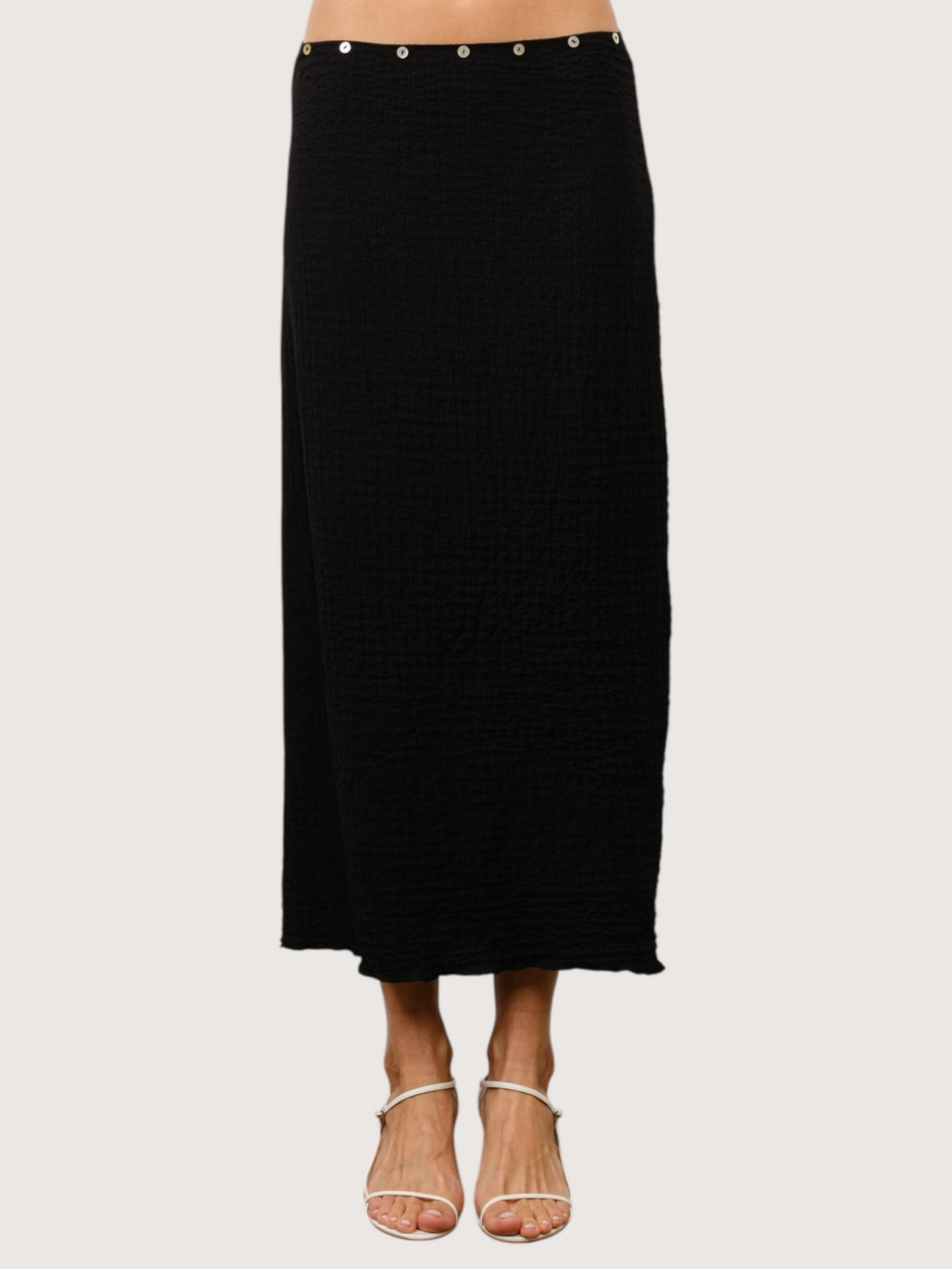 Button Trim Maxi Skirt
