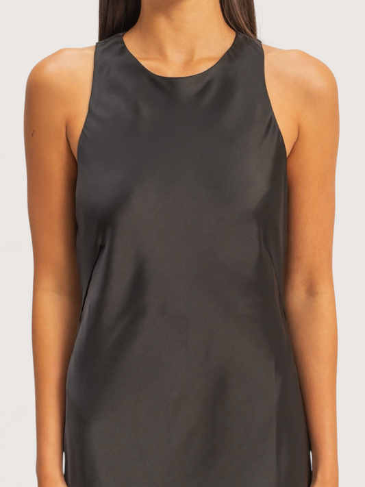 Satin Midi Dress | Black